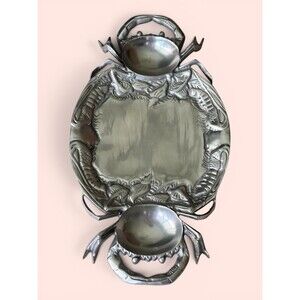 Pewter Seafood Serving Platter - Crab Serving Tray - Shellfish - Beach Vibes